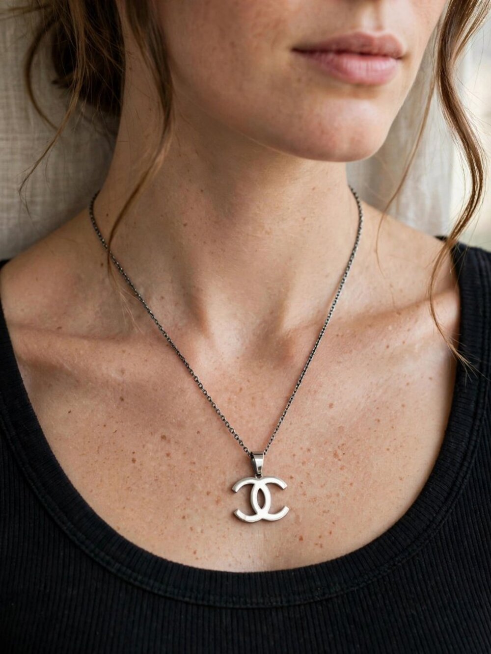 Vintage CC Necklace - Silver CC Necklace - Dainty Chain - 20" Chain - Feminine